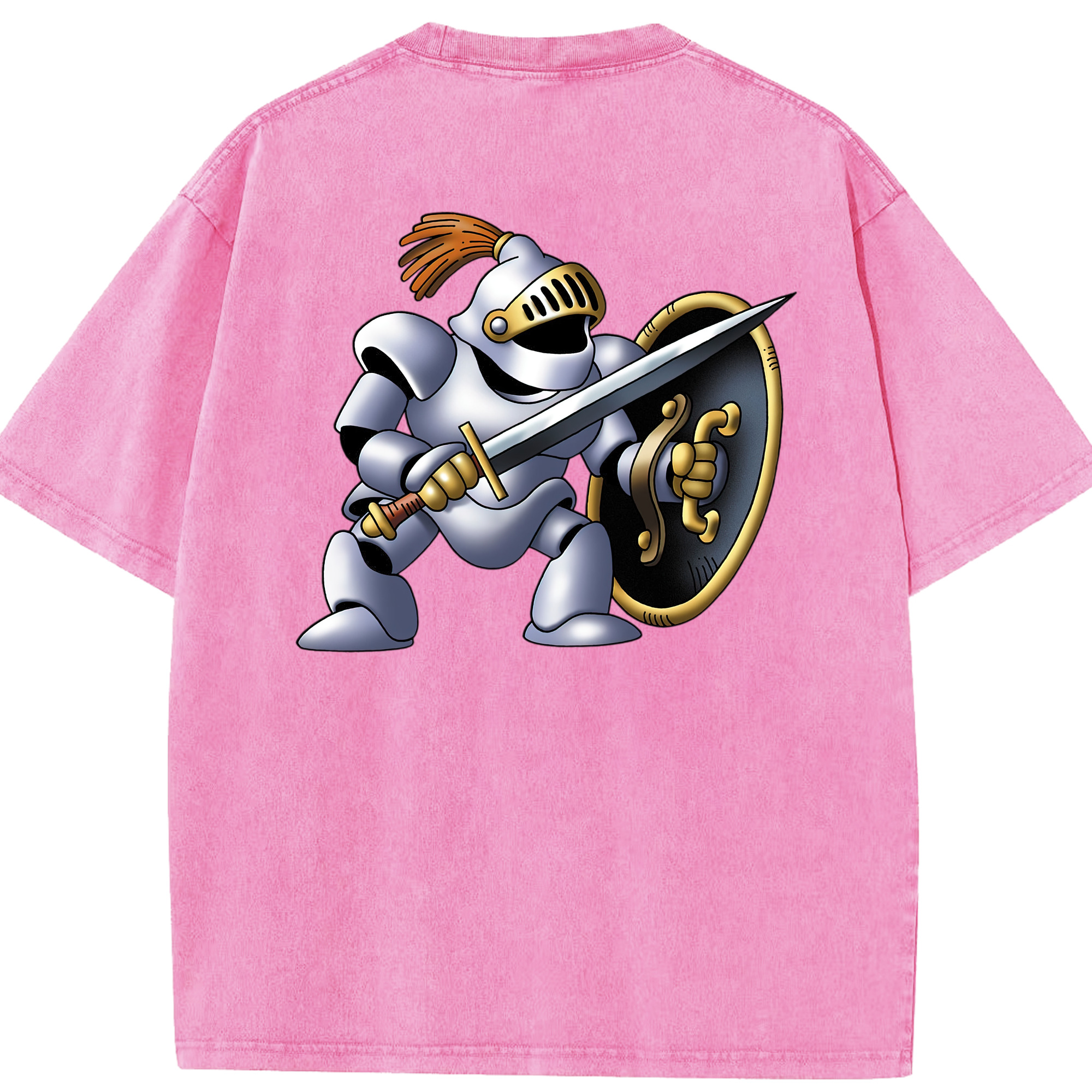 （画像用） ドラゴンクエスト Doragon Kuesuto Dragon Quest 綿100% ヴィンテージ風 半袖Tシャツ（背面プリント）